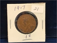 1917  Canadian one cent piece