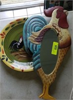 ROOSTER MIRROR AND PLATTER