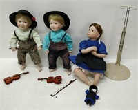3 collectible amish dolls