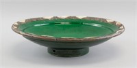 Greek Green Bowl with Copper Decorative Rim
