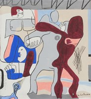 French-Swiss Acrylic on Canvas Signed Le Corbusier