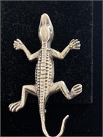 STERLING SILVER ALLIGATOR BROOCH; 3 1/4 INCHES