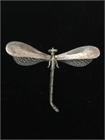 SILVER DRAGONFLY BROOCH;  COSTUME JEWELRY, WINGS