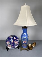 Cloisonne Lamp & Plate