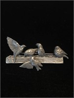 SMALL METAL BIRD PIN;  SIGNED MB FOR M. BASTIN,