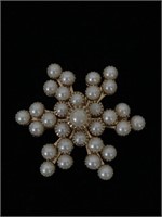 GOLD AND PEARL BROOCH;  COSTUME JEWELRY, 1 AND 1/2