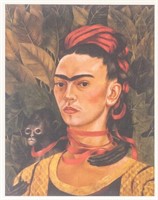 Mexican Signed "Frida Kahlo" Lithograph on Paper