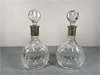 Crystal Decanters w/Silver Bands