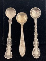 SET OF 3 STERLING SPOON PINS / BROOCHES;  ONE