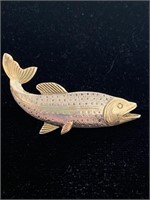 STERLING SILVER FISH PIN / BROOCH;  1 3/4 INCHES