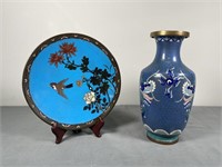 Cloisonne Vase & Plate