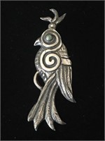 WHIMSICAL SILVER BIRD BROOCH; COSTUME JEWELRY, 4