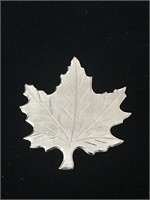 LEAF BROOCH PIN; COSTUME JEWELRY, SILVER IN