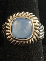 LOT OF 2 RINGS;  SILVER WITH BLUE STONE RING IS