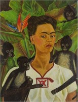 Giclee on Canvas Signed Kahlo Damaged