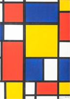 Dutch Abstract Acrylic on Canvas Signed Mondrian
