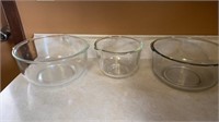2 FIREKING GLASS MIXING BOWLS AND OTHER ONE