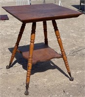 24" Square Oak  Antique Parlor Table