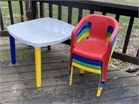 Childs Table & 4 Stackable Chairs