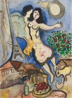 French Watercolor on Paper Signed Marc Chagall