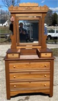 Antique 3 Drawer Hankie Box Dresser w/ Mirror