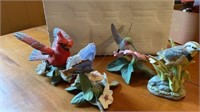 4 PORCELAIN BIRDS AND BUTTERFLY FIGURINES