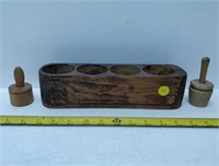 primitive wooden mold and butter presses