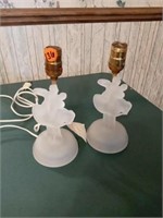 VINTAGE FROSTED GLASS LAMPS WITH SHADES