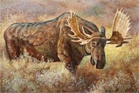 Original Russell London oil painting of a Moose