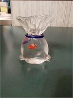 MURANO GLASS, FISH IN A BAG, TRINKET