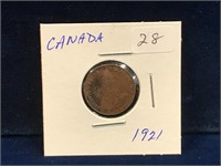 1921 Canadian one cent piece