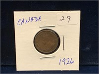 1926 Canadian one cent piece