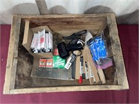 WOODEN CRATE OF TOOLS