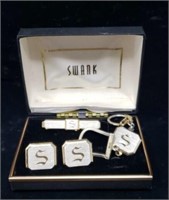 "S" Intital set.  Tie Clip, Cuff links and small