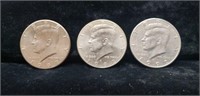 3 - 1992 Kennedy Half Dollars.