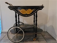 Vintage Italian Marquetry Tea Cart w/ Drop Leaves