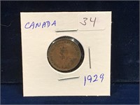 1929 Canadian one cent piece