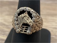10k Gold Ring set with Diamonds  size 9 weighs