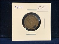 1931 Canadian one cent piece