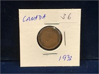 1932 Canadian one cent piece