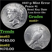 1927-p Mint Error Peace $1 Grades Select Unc