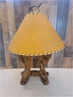 Rustic Western Table Lamp with Rawhide Shade,