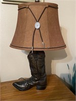 Western Boot Table Lamp with Bolo Tie Trim