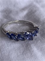Sterling silver ring with perrywinkle blue stones