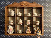 Wall Hanging Curio with Miniature Decor Pieces