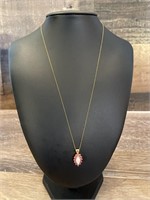 14k Gold Filled Necklace set with opal and rubies