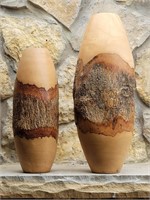 Pair Mango Wood Vases