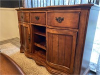 Country French Walnut Buffet with Unique Hutch