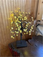 Faux Yellow Flower Tree lights up & Stands 22In