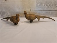 Midcentury (2) Heavy Brass Bird Figurines